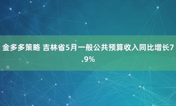 金多多策略 吉林省5月一般公共预算收入同比增长7.9%