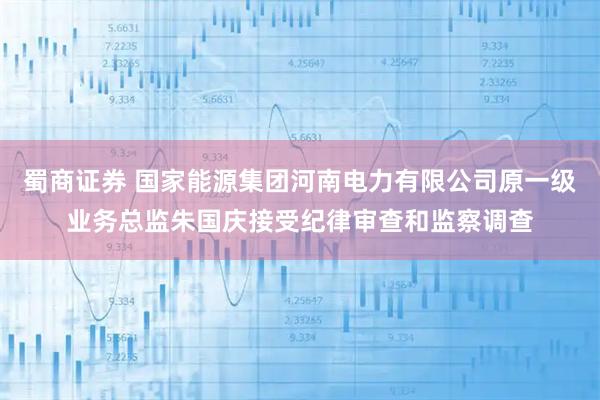 蜀商证券 国家能源集团河南电力有限公司原一级业务总监朱国庆接受纪律审查和监察调查